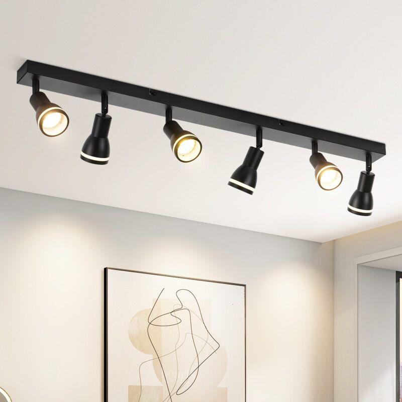 foto del prodotto gbly plafoniera led spot da soffitto corridoio nero 6 faretti da soffitto gu10 in metallo corridoio orientabili da interno per cucina ufficio