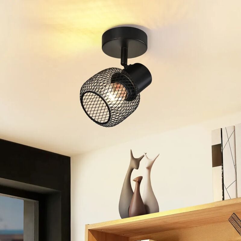 foto del prodotto gbly plafoniera nera 1 fiamma plafoniera in metallo lampada da corridoio vintage regolabile 330 e27 proiettore interni per cucina corridoio