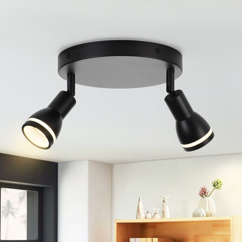 foto del prodotto gbly plafoniera nera 2 faretti da soffitto in metallo gu10 lampada da corridoio faretto da parete orientabile per interni per cucina ufficio