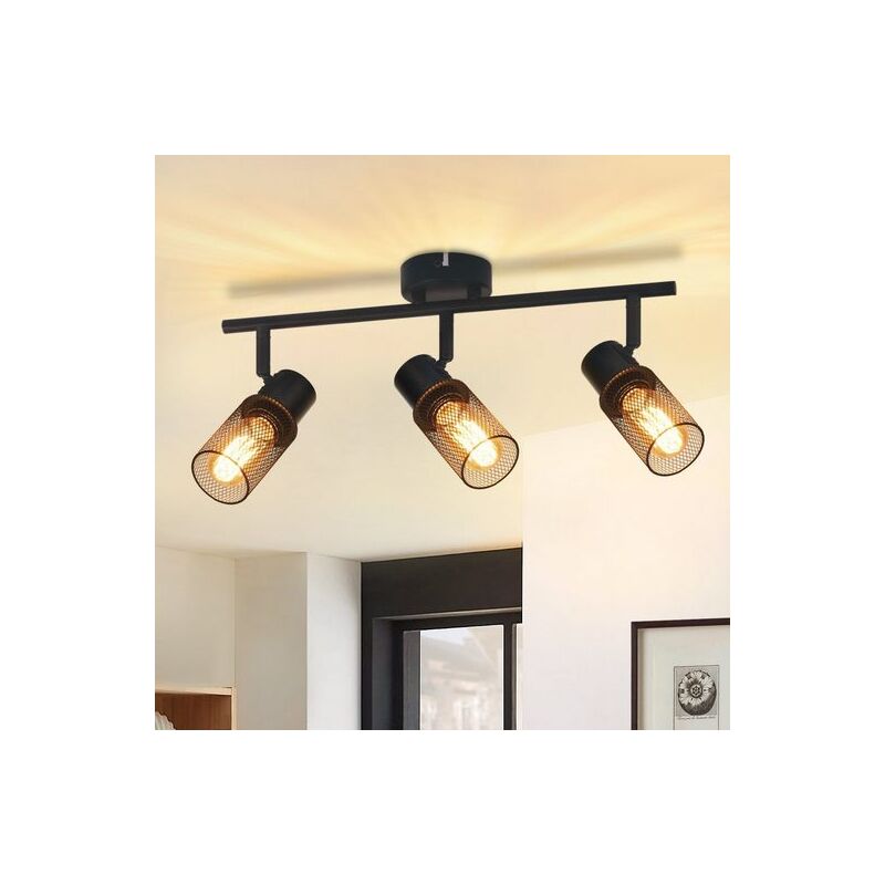foto del prodotto gbly plafoniera nera 3 fiamme plafoniera vintage e27 330 ruotabile faretto in metallo paralume per soggiorno cucina camera da letto bambini