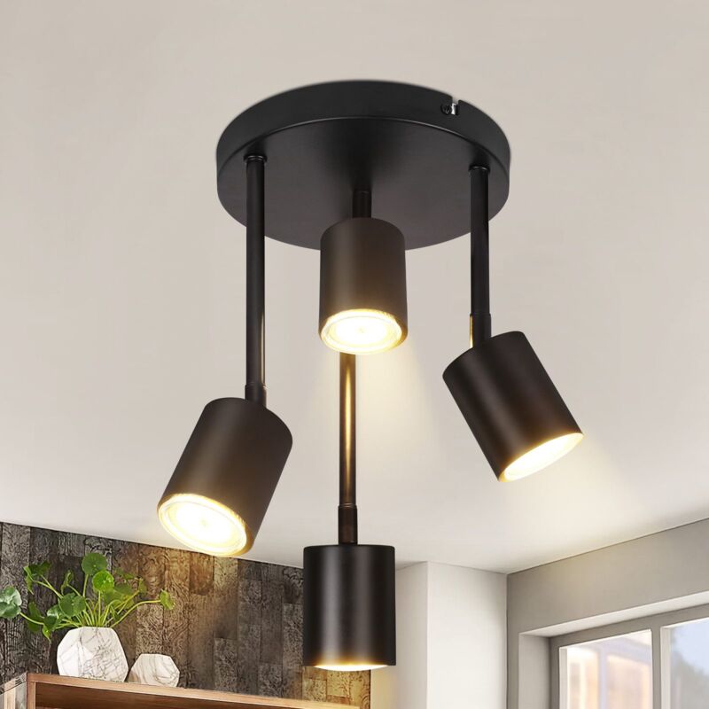 foto del prodotto gbly plafoniera nera faretto da soffitto 4 lampadine led gu10 orientabili lampada da cucina faretti da soffitto a 350 lampada da corridoio faretto