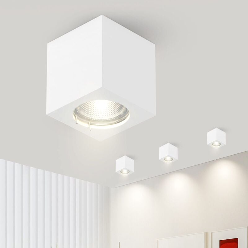 foto del prodotto gbly plafoniera quadrata bianca, faretto da superficie gu10 piccolo faretto da soffitto moderno in gesso, max. 40w, per soggiorno, sala da pranzo,