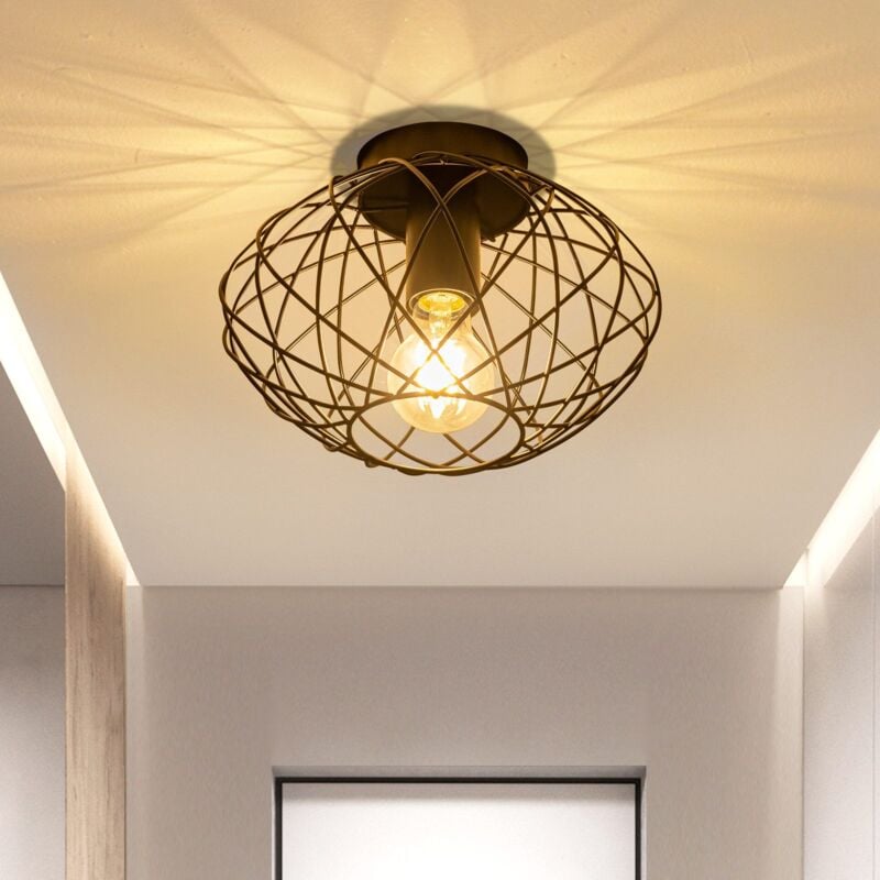 foto del prodotto gbly plafoniera retr per corridoio, lampada da soffitto vintage industriale nera, e27 1 lampadina, paralume in metallo, lampada da cucina rotonda