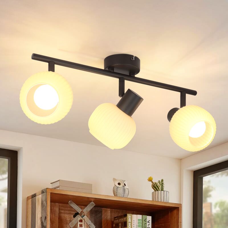 foto del prodotto gbly plafoniera spot nero da soffitto plafoniera con 3 lampadine spot interno abat jour in vetro vintage lampada da corridoio morden e14 spot per