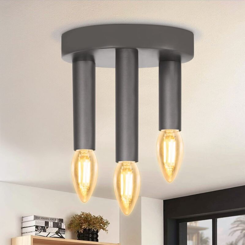 foto del prodotto gbly plafoniera vintage 3 faretti a soffitto retr e14 lampada da soggiorno industriale lampada da camera da letto grigia con lampadario in