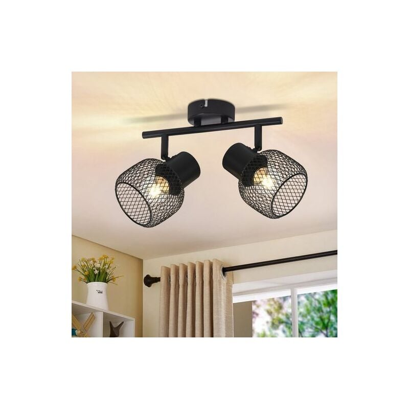 foto del prodotto gbly plafoniera vintage con 2 fiamme faretto da soffitto in metallo nero led 330 rotazione faretto da interno per corridoio soggiorno camera da