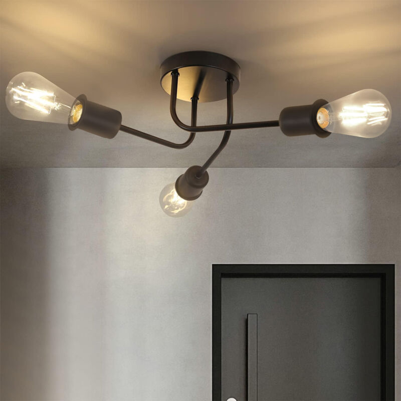 foto del prodotto gbly plafoniera vintage lampada da soffitto retr nero 3 fiamme lampada da camera wonhzimmerlampe industria e27 stile rustico senza lampadina