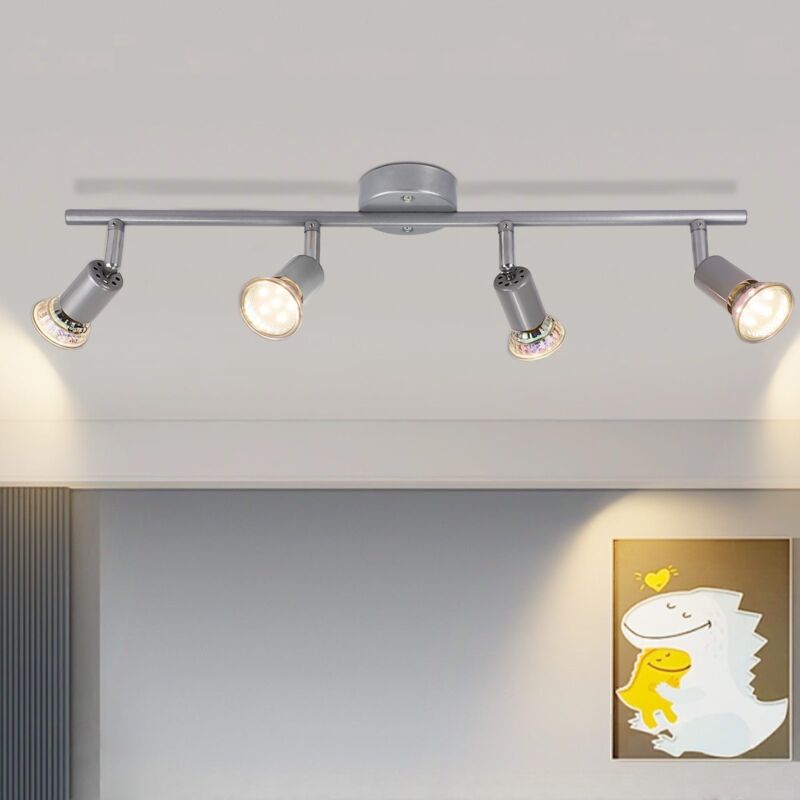 foto del prodotto gbly plafonnier led 4 spots da soffitto argento orientabile gu10 spot da soffitto 4 lampadine applique da parete plafoniera da bagno cucina