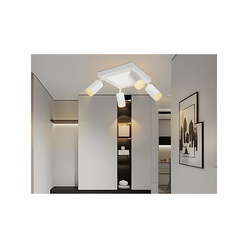 foto del prodotto gbly plafonnier led 4 spots de plafond spot de plafond gu10 plafonnier blanc plafonnier chambre lampe 3000k lampe de cuisine 20w orientable pour