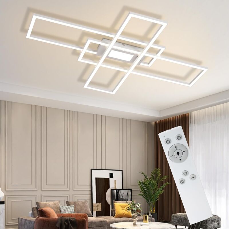 foto del prodotto gbly plafonnier led dimmable 50w lampe de plafond blanc avec t l commande, 3 carr moderne clairage de plafond caf led lustre, lampe de plafond