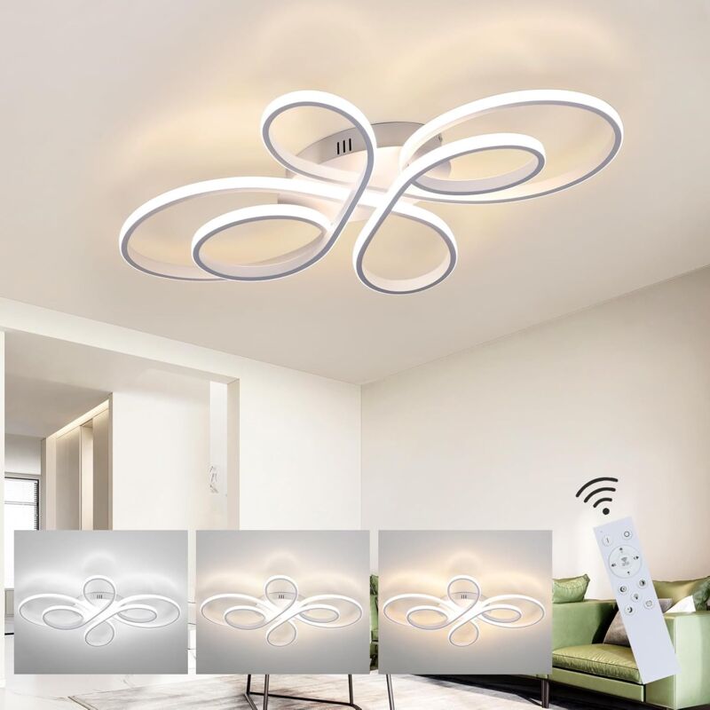 foto del prodotto gbly plafonnier led dimmable lampada da salotto 66cm salotto 65w lampada da camera moderna camera bianca con illuminazione a soffitto