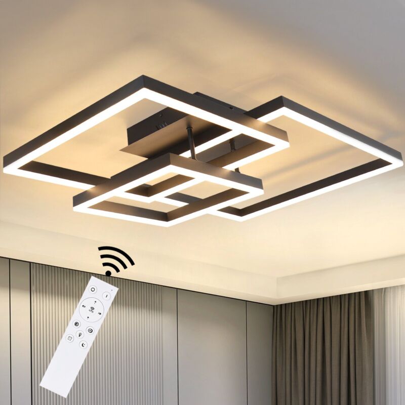 foto del prodotto gbly plafonnier led lampada da salotto nero dimmerabile con telecomando 84w lampada da camera da letto moderna illuminazione da soffitto della