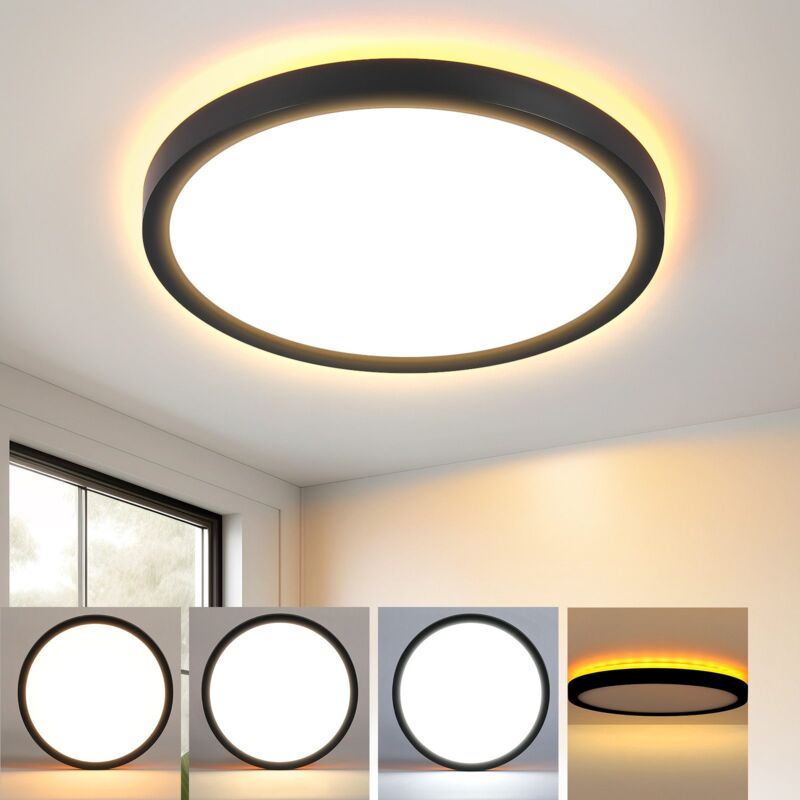 foto del prodotto gbly plafonnier led lampada da soffitto piatta 22cm lampada da bagno 18w nero illuminazione da soffitto lampada da corridoio lampada da soffitto