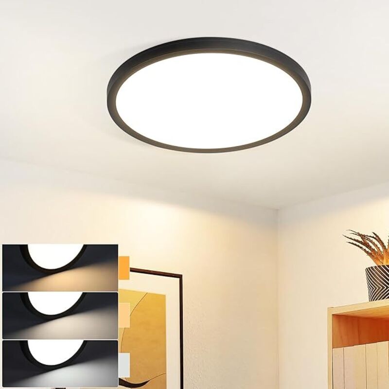 foto del prodotto gbly plafonnier led lampada da soffitto piatta lampada da camera 18cm lampada da bagno 15w nero illuminazione da soffitto lampada da corridoio