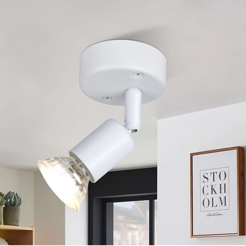 foto del prodotto gbly plafonnier led spot da soffitto bianco orientabile gu10 faretti da soffitto 1 lampadina applique da parete plafoniera da bagno cucina