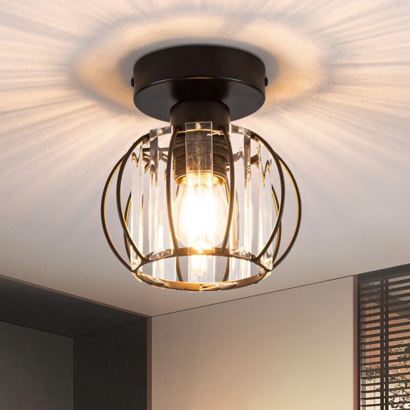 foto del prodotto gbly plafonnier nero lampada da soffitto in cristallo lampada da corridoio moderna e27 lampada da cucina con cornice in metallo illuminazione da