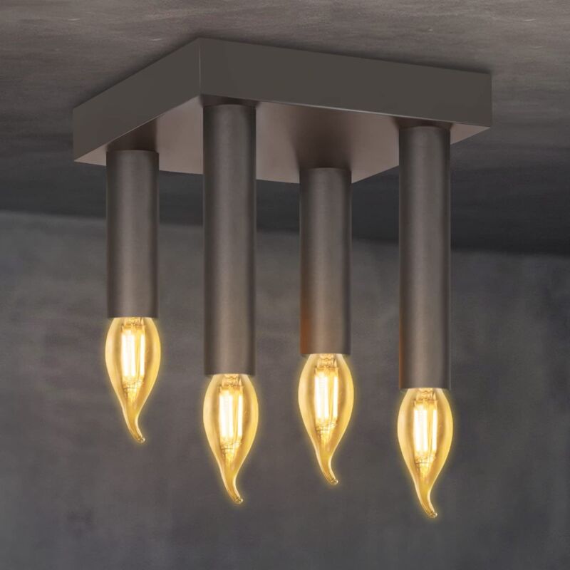 foto del prodotto gbly plafonnier vintage 4 ampoules spots de plafond r tro e14 lampe de salon industriel lampe de chambre grise avec 4 spots lustre en m tal pour