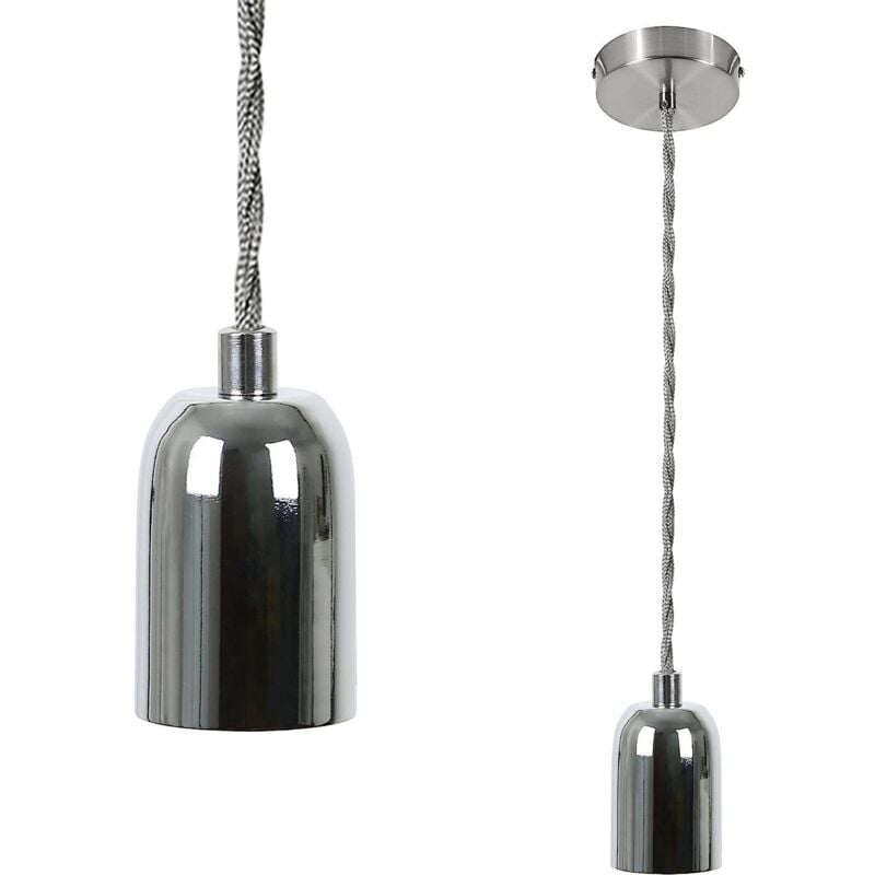 foto del prodotto gbly portalampada e27, attacco per lampada a sospensione vintage in argento con cavo da 1,3 m, lampada a sospensione con cavo edison, industriale
