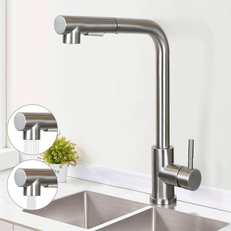 foto del prodotto gbly rubinetto da cucina estensibile miscelatore con rubinetto lavabo doccia lavello rotante a 360 in acciaio inossidabile con 2 tipi di getto