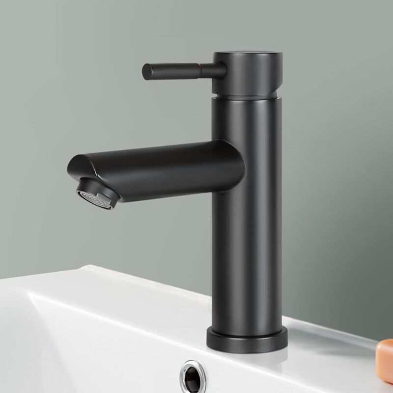foto del prodotto gbly rubinetto per lavabo da bagno rubinetto nero per acqua calda e fredda, miscelatore ad alta pressione, miscelatore monocomando, rubinetto per
