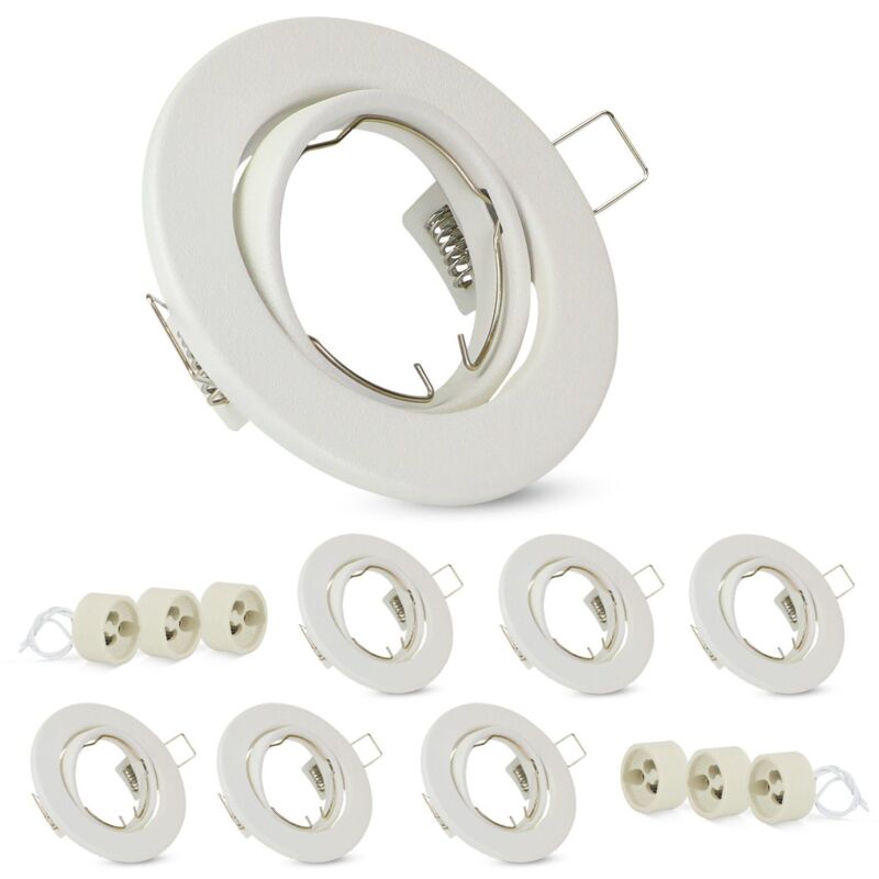 foto del prodotto gbly set di cornici per faretti da incasso gu10 da 6 pezzi bianca, attacchi 230v con foro alla base diametro 50mm, faretti da incasso rotondi in