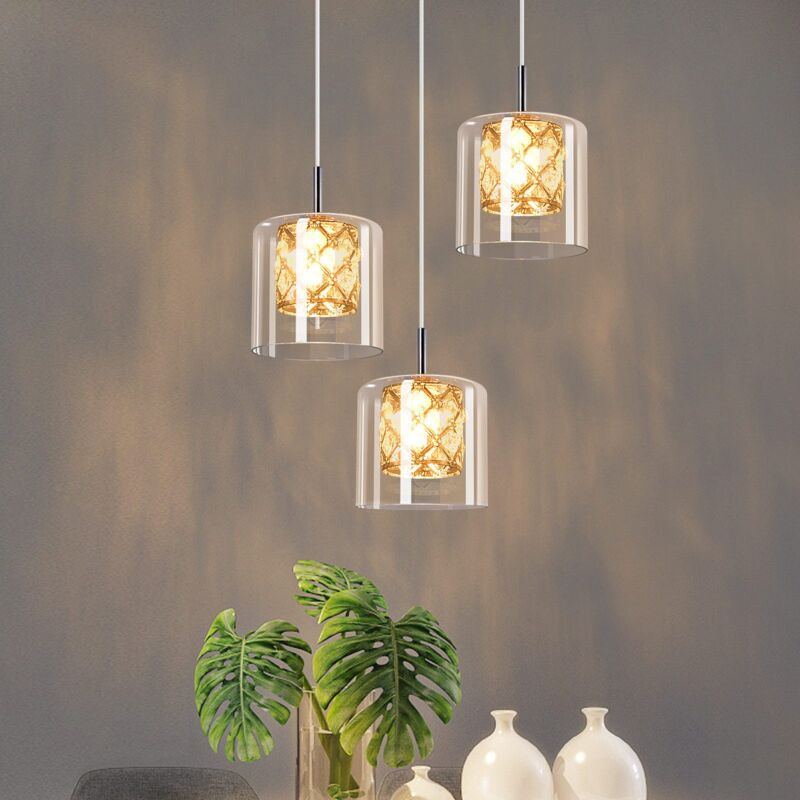 foto del prodotto gbly sospensione dell illuminazione da tavolo in vetro lampada a sospensione a 3 fiamme moderna g9 lampada da pranzo 120cm altezza regolabile