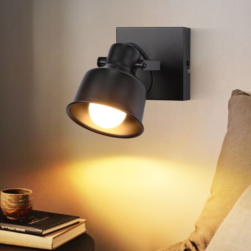 foto del prodotto gbly spot da soffitto 1 lampadina nero spot da parete vintage girevole 350 max.40w spot e14 portalampada lampada da cucina retr per salotto