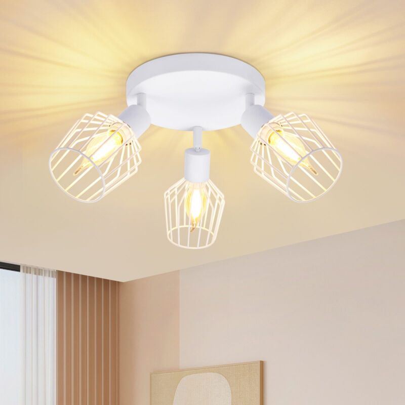 foto del prodotto gbly spot di soffitto a 3 lampade led spot di soffitto rotondo orientabile con spot e14, stile vintage, pivotante a 350 , lampada per parete per