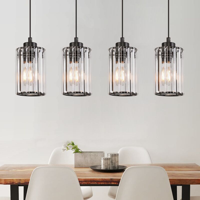 foto del prodotto gbly suspension moderna lampada a sospensione nera lampada da tavolo da pranzo salotto camera da letto 4 fiamme e27 sospensione design lampada