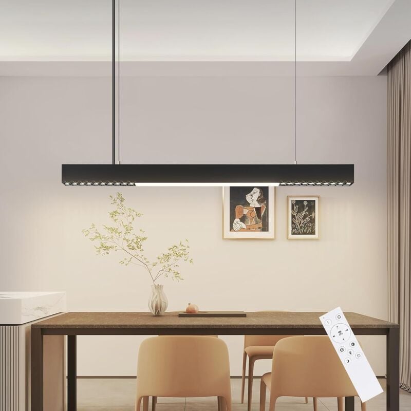immagine 0 del prodotto gbly tavolo da pranzo con lampada sospesa regolabile lampada sospesa con design lineare, lampada sospesa led moderna nera di 107 cm con