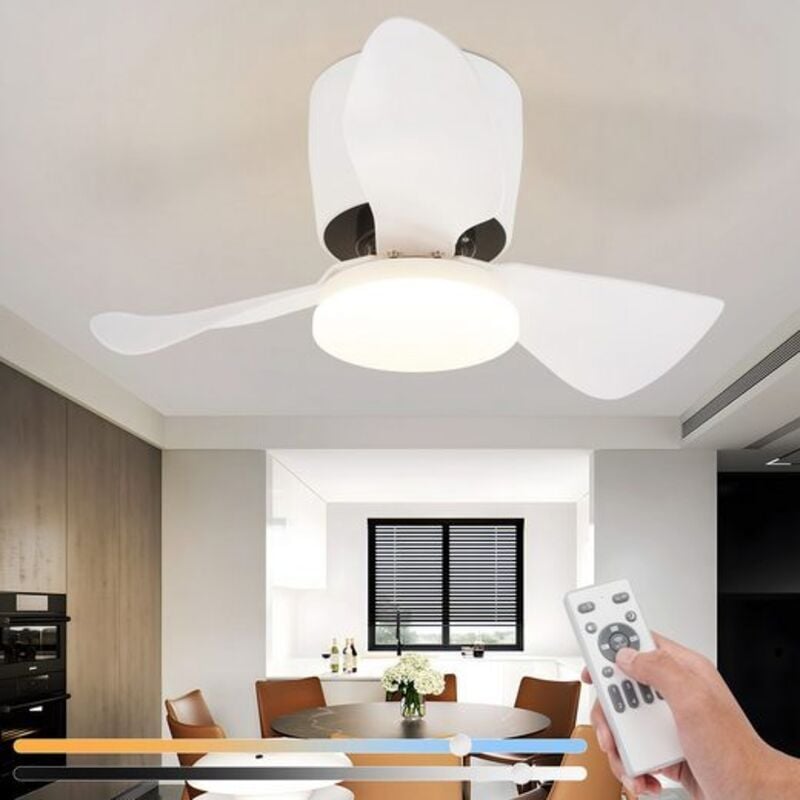 foto del prodotto gbly ventilatore da soffitto con luce dimmerabile plafoniera led silenziosa da 70 cm con telecomando, moderna, bianca, 23 w, con timer