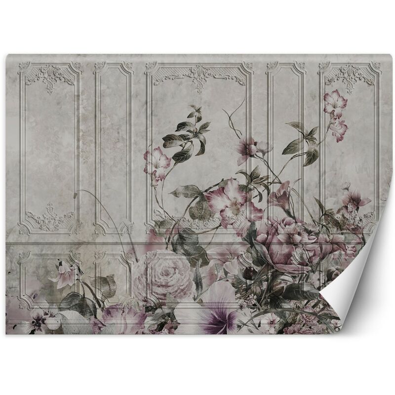 foto del prodotto gbshop carta da parati, fiori di campo in calcestruzzo vintage 254x184