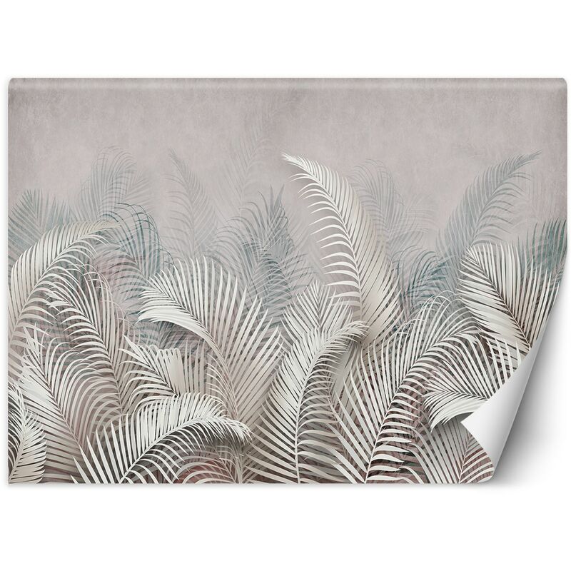 foto del prodotto gbshop - carta da parati, foglie di palma in cemento grigio 3d - 254x184
