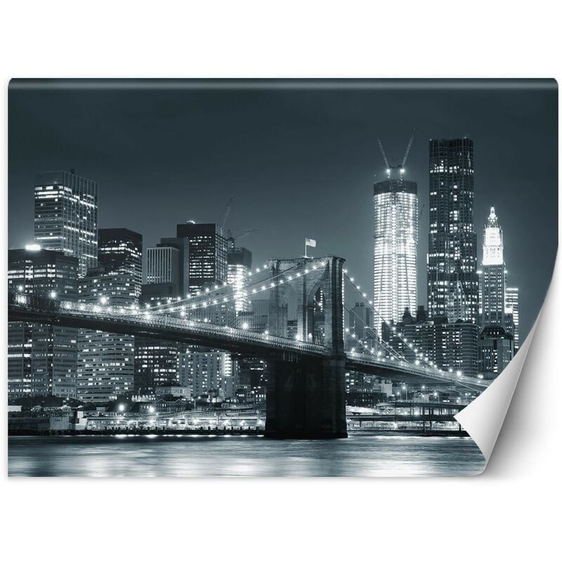 foto del prodotto gbshop carta da parati, new york ponte di brooklyn in bianco e nero 200x140