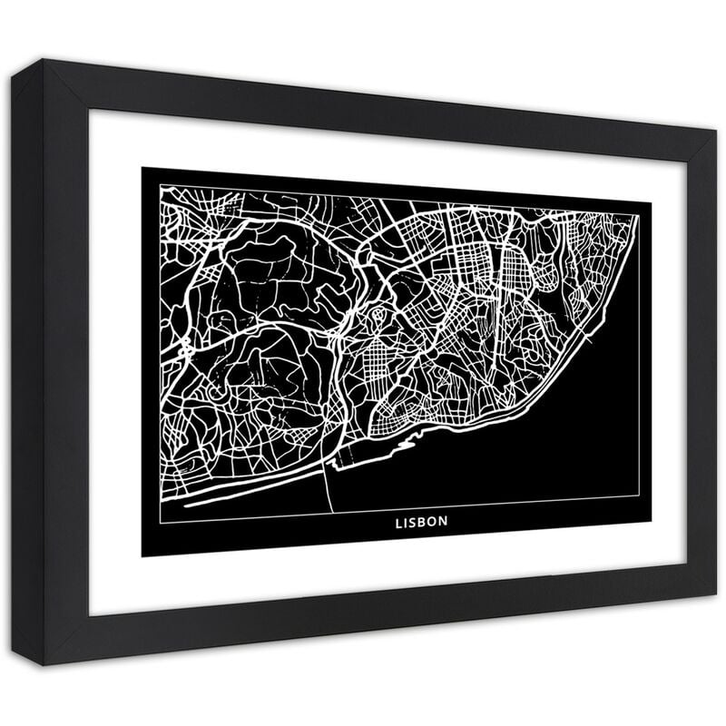 foto del prodotto gbshop quadro con cornice, piano regolatore di lisbona 30x20