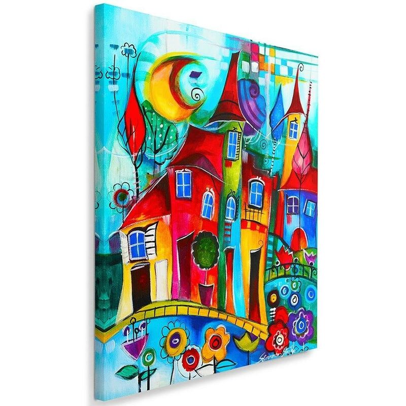 foto del prodotto gbshop quadro su tela, case colorate 80x120