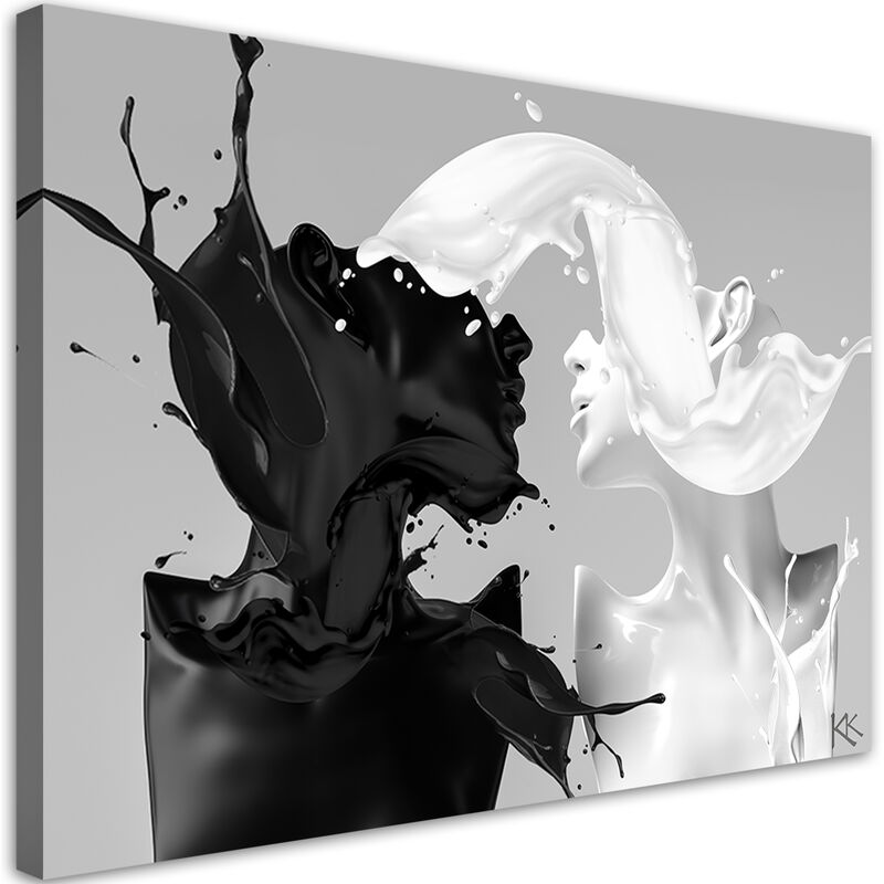 foto del prodotto gbshop quadro su tela, coffee e latte in bianco e nero coppia amore 120x80