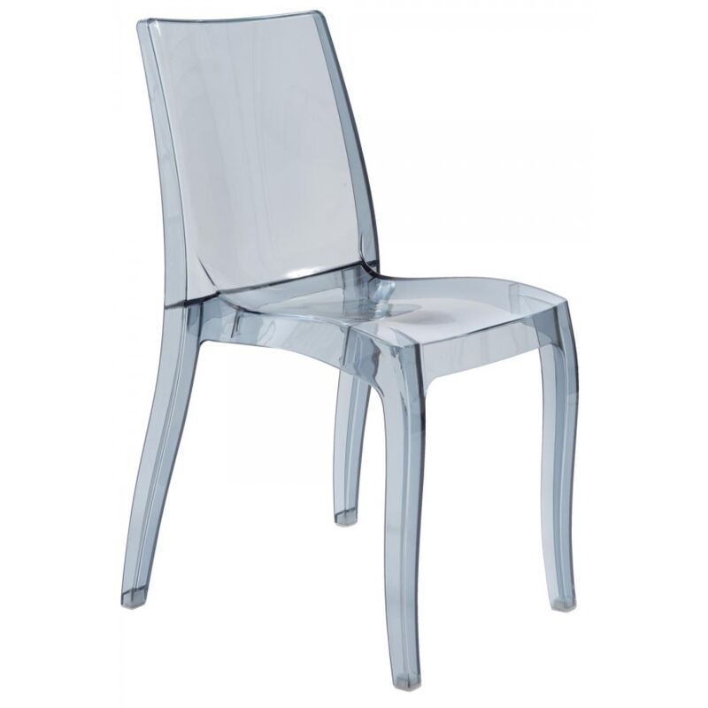 foto del prodotto gbshop sedia da interni trasparente grigio fum in policarbonato trasparente design