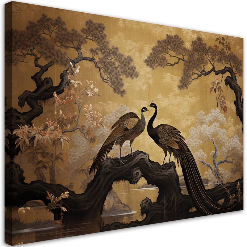 foto del prodotto gbshop stampa su tela, pavone bonsai 60x40
