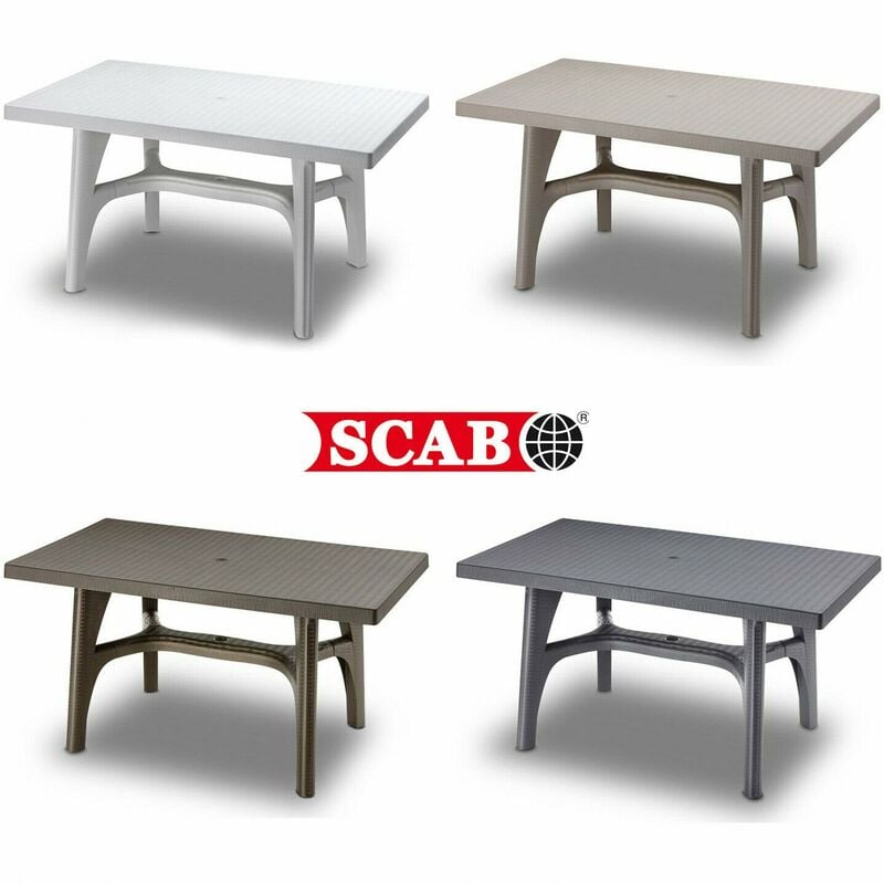 foto del prodotto gbshop tavolo esterno in resina giardino intrecciato 140x80 plastica smontabile scab colore antracite