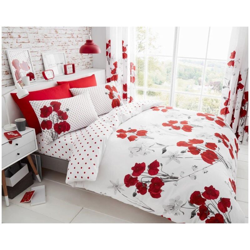 foto del prodotto gc gaveno cavailia set di biancheria da letto matrimoniale, facile da pulire, lavabile, motivo botanico, traspirante, rosso
