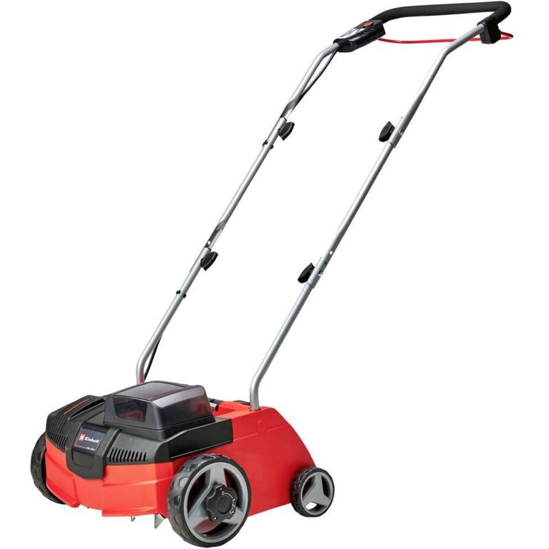 foto del prodotto gc sc 36 31 li solo power x change li ion a batteria scarificatore espulsione posteriore, manico regolabile i einhell