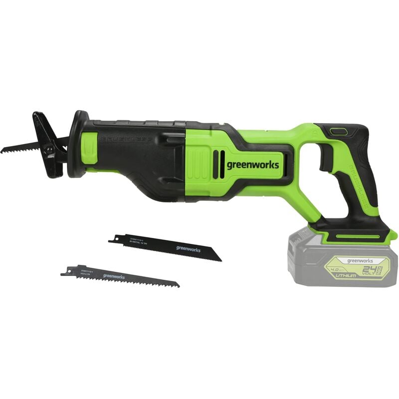 foto del prodotto gd24rs sega a gattuccio batteria con motore brushless, 2700 colpi min., lunghezza corsa 28mm, senza batteria 24v e caricabatterie, garanzia 3 anni