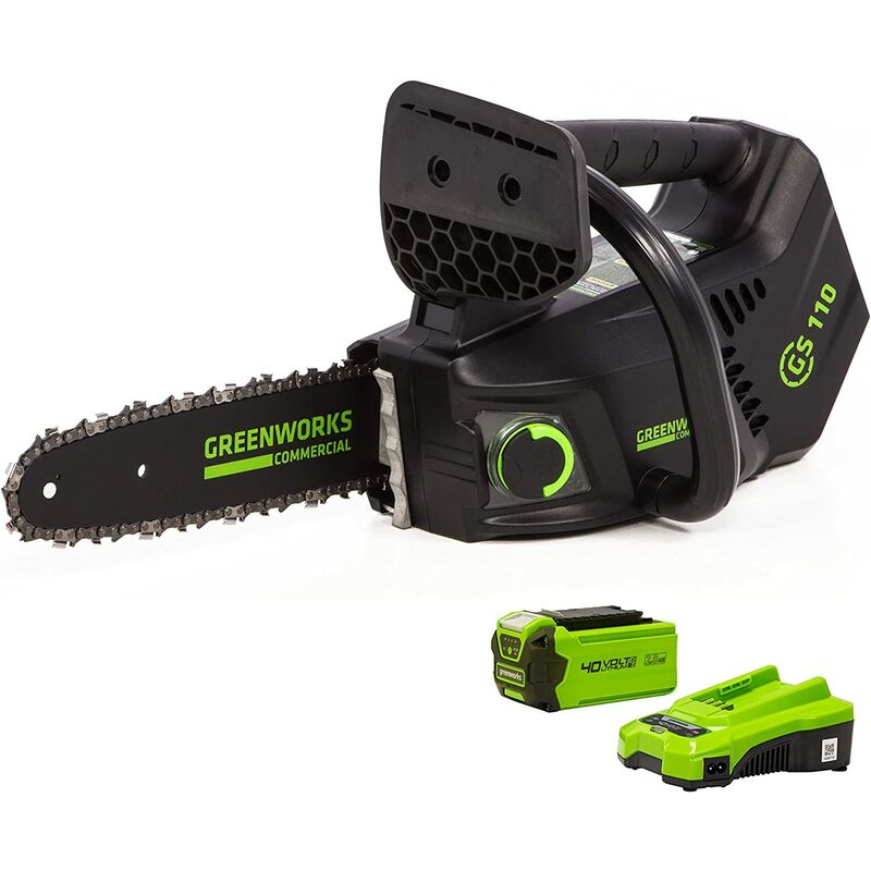 foto del prodotto gd40tcsk2 motosega a batteria con impugnatura superiore, motore brushless, lunghezza barra 25cm, velocit catena 12m s, 2,4kg, auto lubrificante,