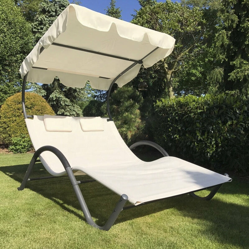 foto del prodotto gdlc lettino prendisole 2 posti con tettuccio parasole giardino piscina relax