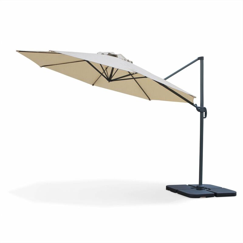 foto del prodotto gdlc ombrellone a da giardino a palo laterale in alluminio con telo tondo 350 cm in poliestere premium beige