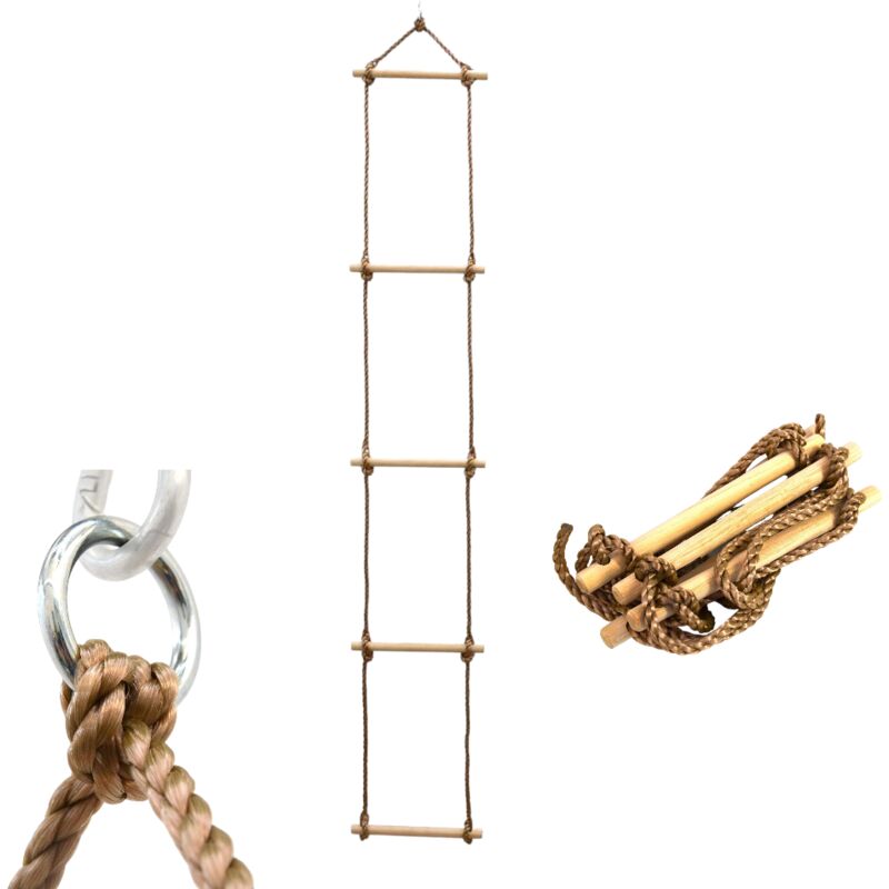 foto del prodotto gdlc scaletta in corda e legno per bambini con moschettone max 50 kg