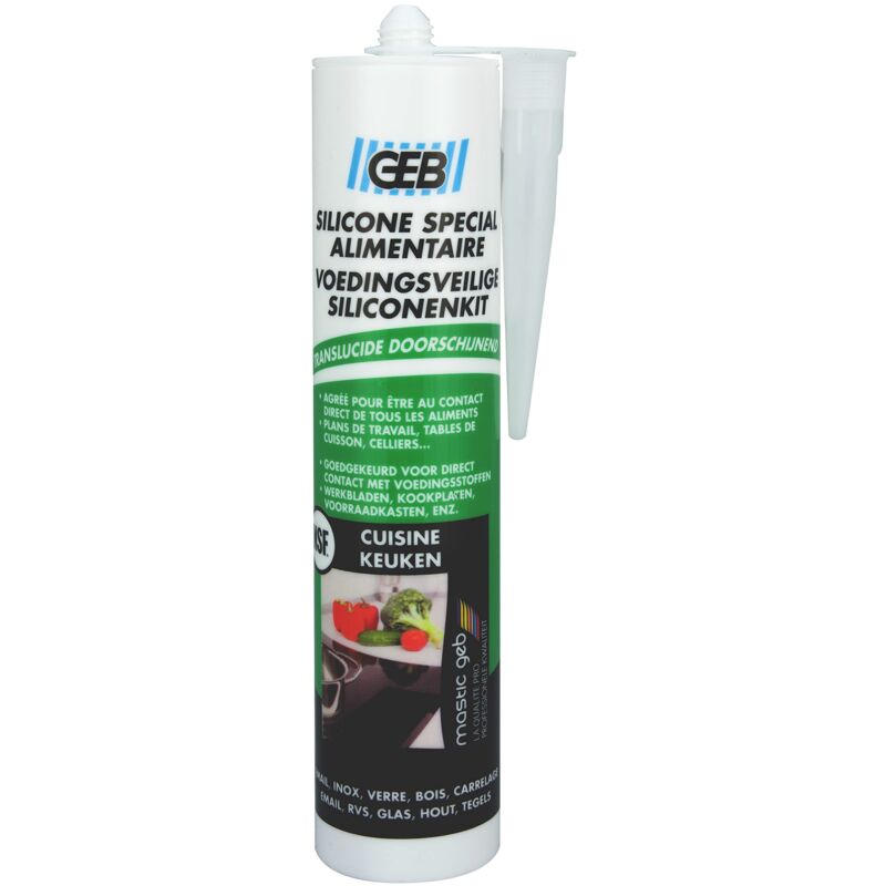 foto del prodotto geb sigillante silicone speciale contatto alimentare colore traslucido 280 ml