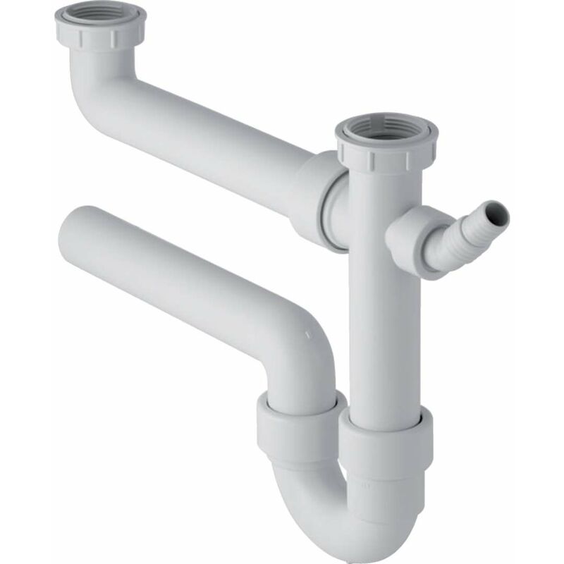 foto del prodotto geberit accessori sifone per lavello doppio, con fascetta stringitubo angolata, uscita orizzontale, d 40 mm 152.715.11.1