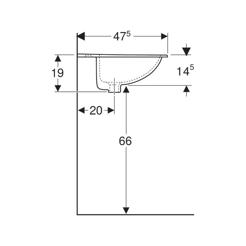 foto del prodotto geberit bastia lavabo da incasso con piattaforma per rubinetteria 00160000000